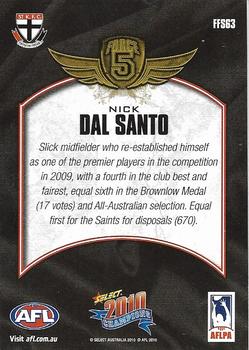 2010 Select AFL Champions - Force 5 Foil Signatures #FFS63 Nick Dal Santo Back